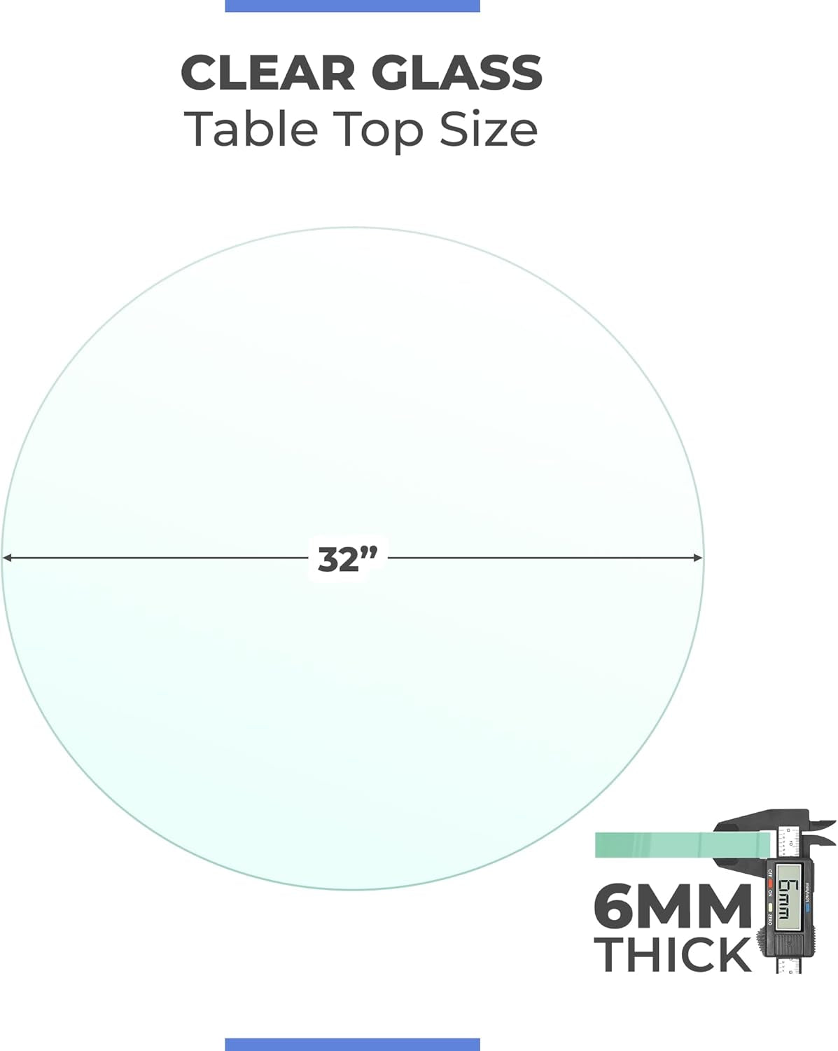 round Glass Table Top, 32 Inch, Clear